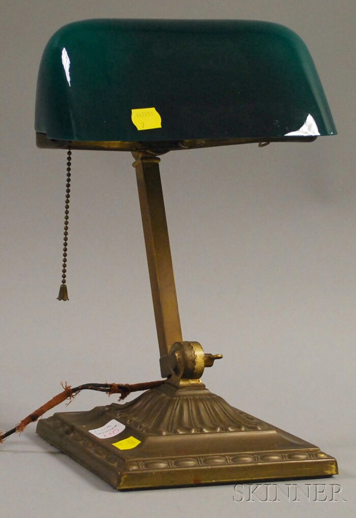 Appraisal: Emeralite Cased Green Glass and Brass Desk Light