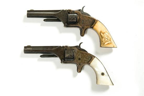 Appraisal: TWO ENGRAVED SMITH WESSON REVOLVERS WITH MOTHER-OF-PEARL GRIPS American th