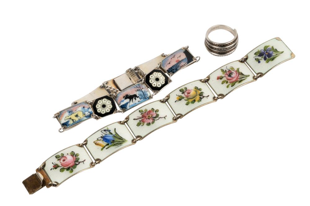 Appraisal: SUITE OF NORWEGIAN STERLING ENAMEL JEWELRYcomprising one David Anderson sterling