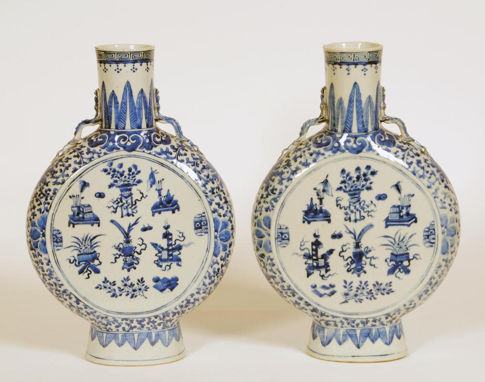 Appraisal: A LARGE PAIR OF CHINESE PORCELAIN MOONFLASKS late th century