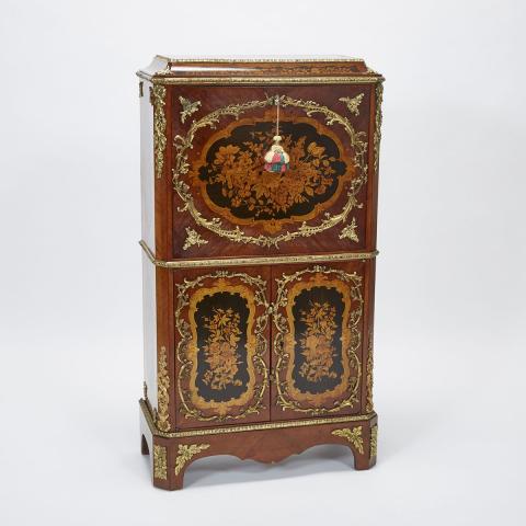 Appraisal: Small French Belle Epoque Ormolu Mounted Marquetry Inlaid Kingwood Secretaire