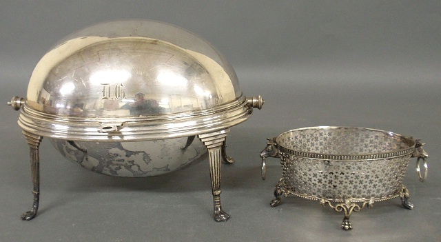 Appraisal: - English silverplate on nickel breakfast server monogrammed D G