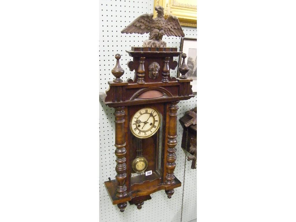 Appraisal: HAC two train Vienna wall clock with a walnut turned