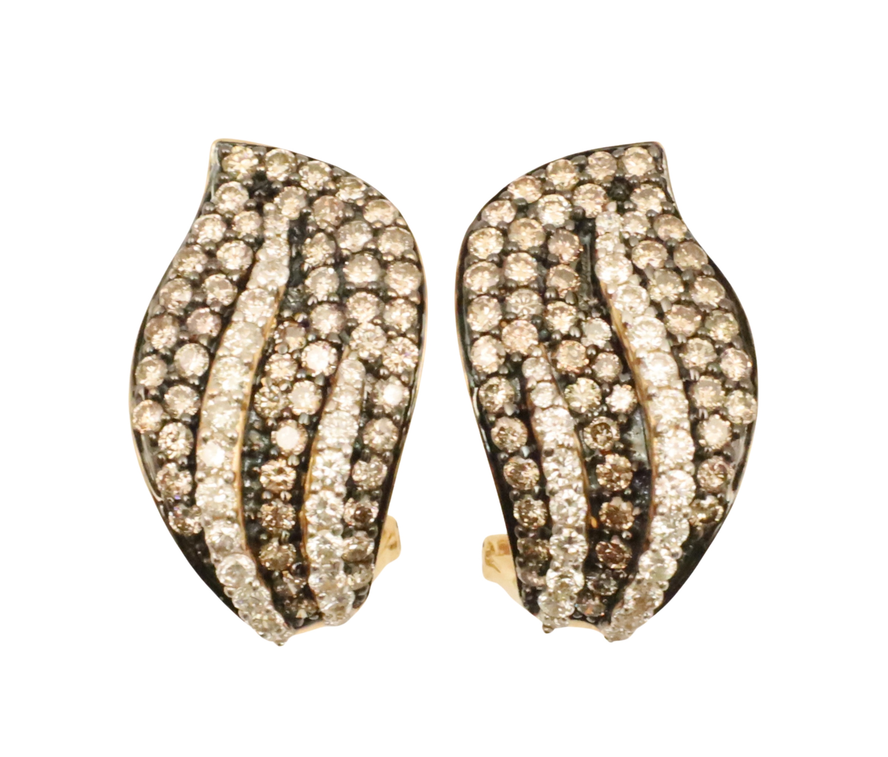 Appraisal: Pair of K yellow gold diamond earrings having white and