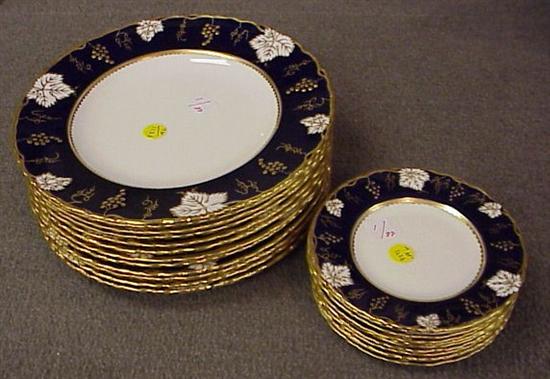 Appraisal: Royal Crown Derby Vine Cobalt plates twelve dinner ten bread