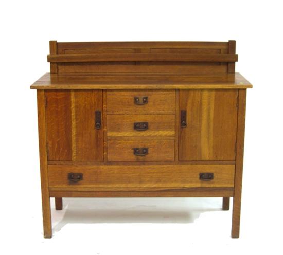 Appraisal: Oak sideboard with plate rack L and J G Stickley