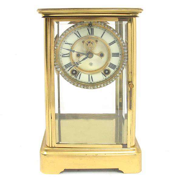 Appraisal: An Ansonia jeweled brass clock th century height in width