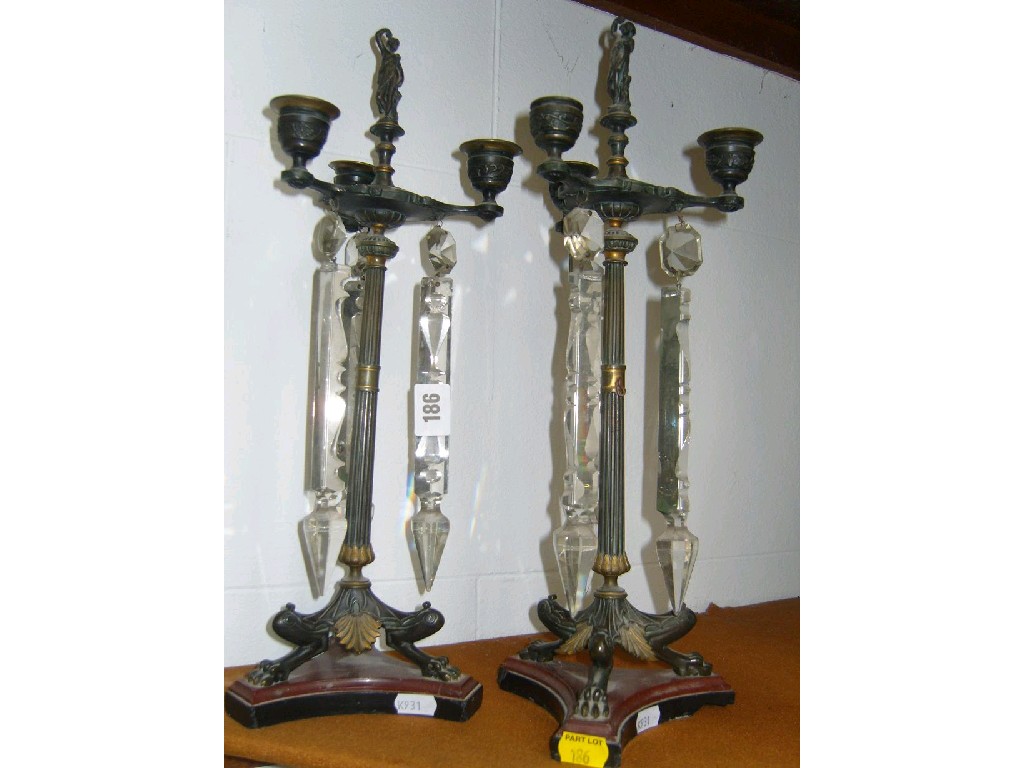 Appraisal: A pair of th century -branch candelabra with fluted columns