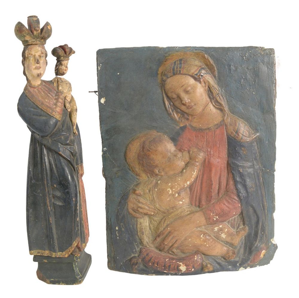 Appraisal: Two-Piece Group to include a painted plaster Madonna and Child