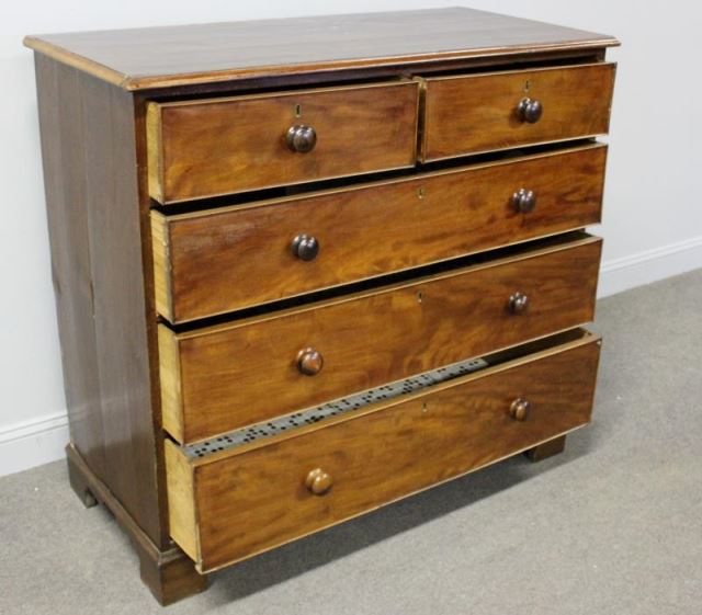 Appraisal: Antique Mahogany Chest of Drawers On later bracket feet th