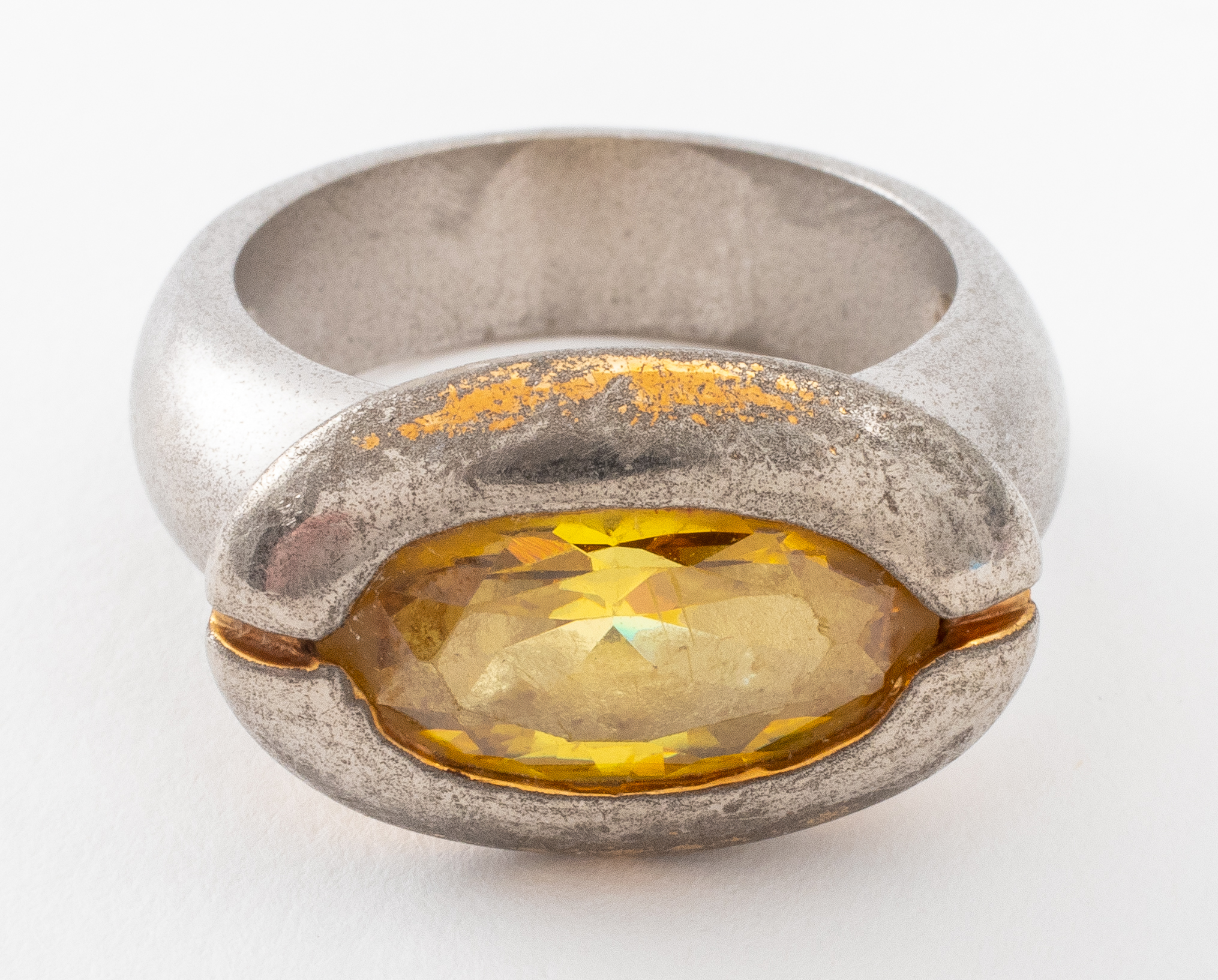 Appraisal: MID-CENTURY MODERN K GOLD CITRINE RING Mid-century modern K white