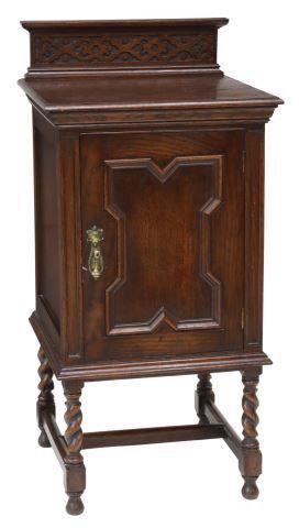 Appraisal: English oak bedside cabinet early th c raised backsplash with