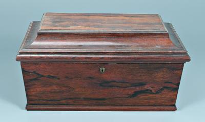 Appraisal: Large rosewood tea box four lined compartments with hinged lids