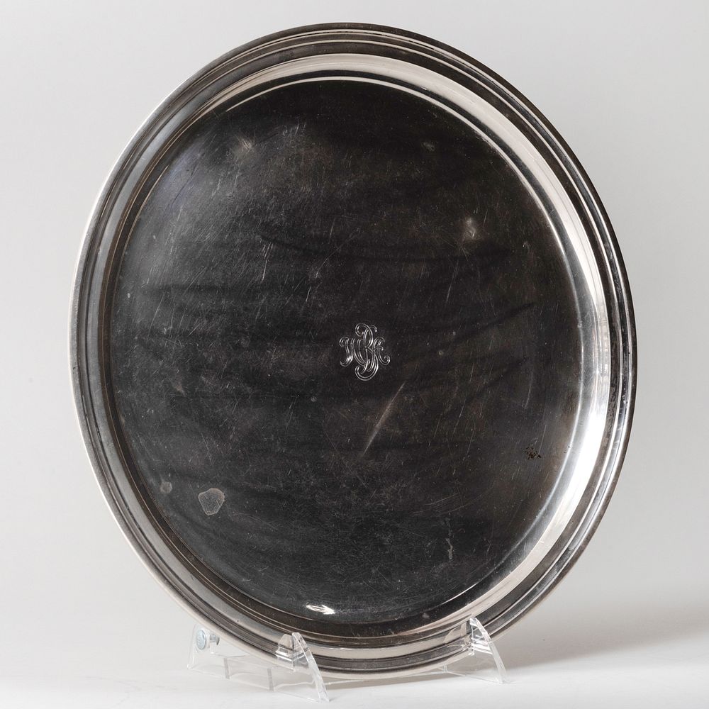 Appraisal: Tiffany Co Silver Salver Marked 'Sterling' monogrammed in diam oz