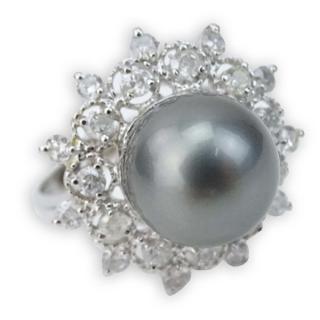 Appraisal: AIG Certified mm Tahitian Black Pearl Carat Round Brilliant Cut