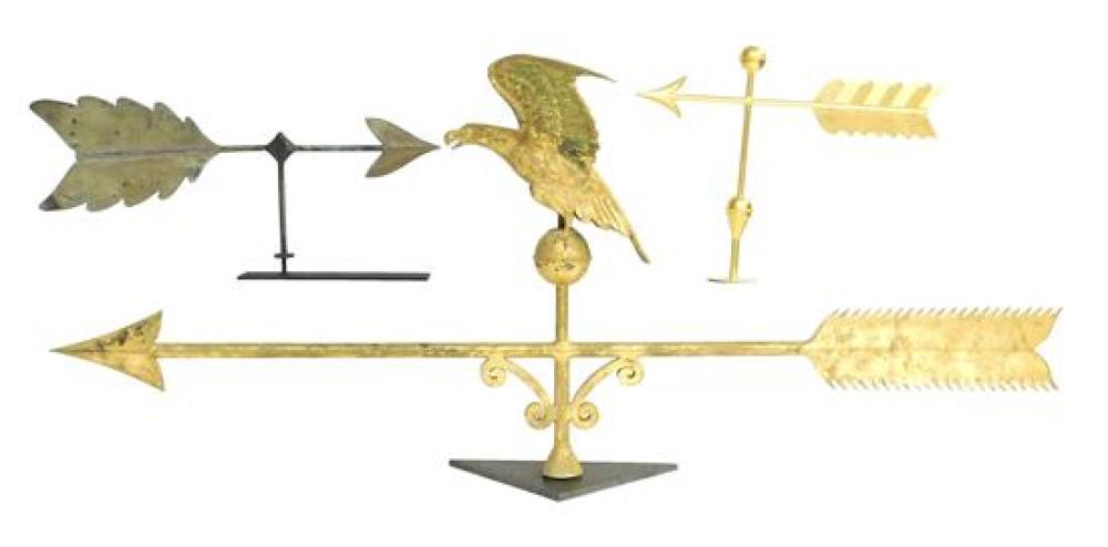 Appraisal: Three weathervanes one monumental size gilt weathervane with full relief