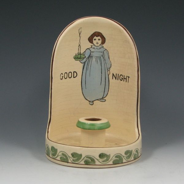 Appraisal: Roseville Creamware - chamberstick with young girl in nightgown and