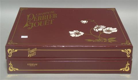 Appraisal: PERRIER--JOUET CHAMPAGNE BOXED SET In presentation case with enamelled flower