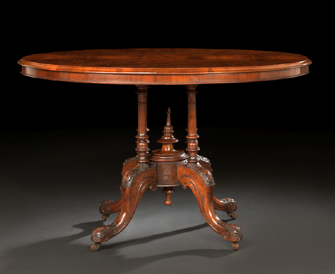 Appraisal: Victorian Walnut Loo Table third quarter th century the oval