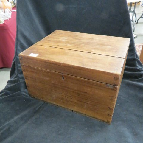 Appraisal: Victorian Dove-Tailed Wooden Box with contents x