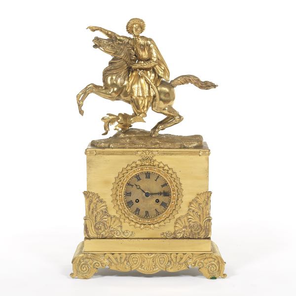 Appraisal: Pre French Figural Mantle Clock Stamped Tiffany Co thick x