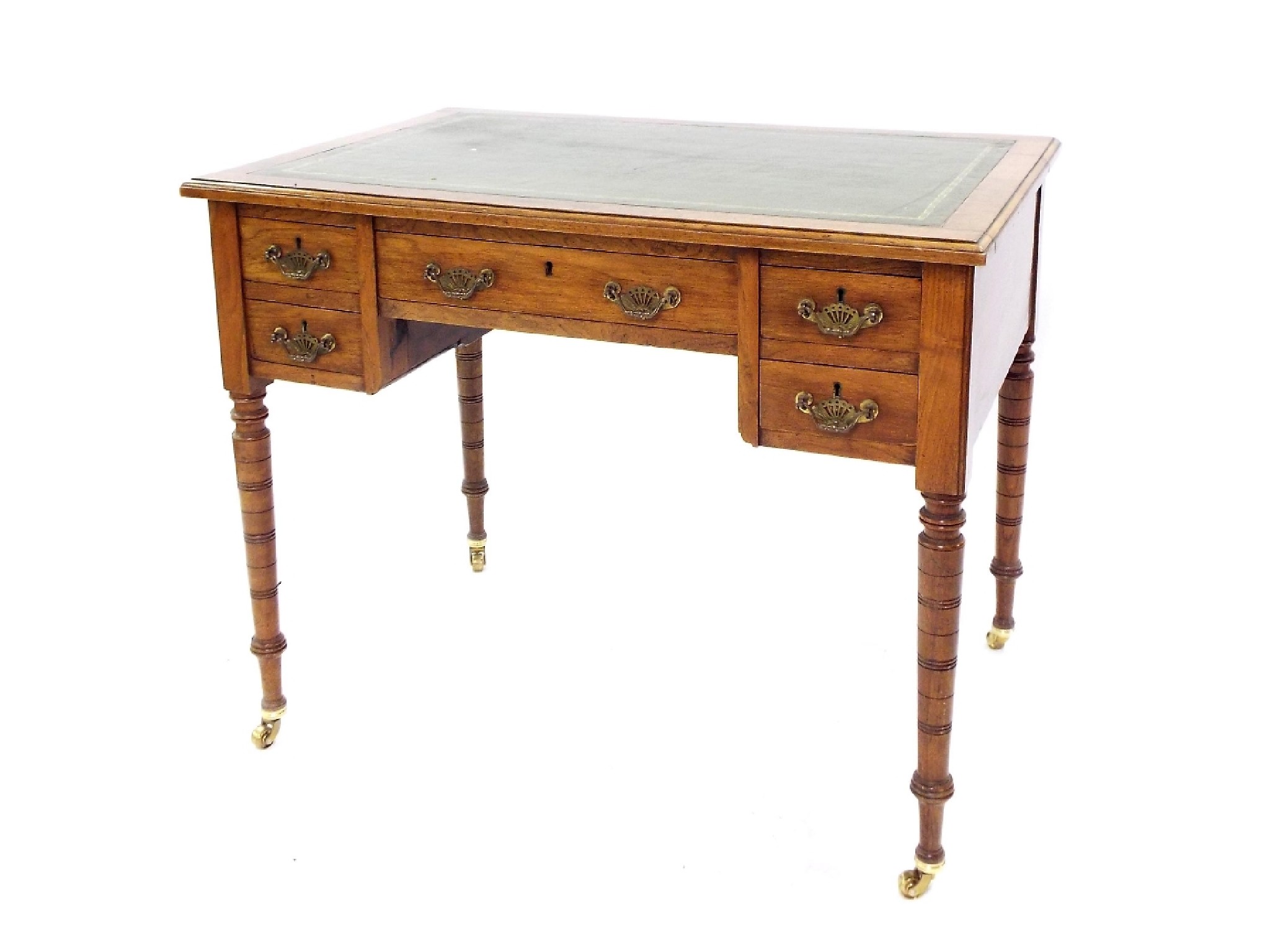 Appraisal: Late th early th century walnut writing table with gilt