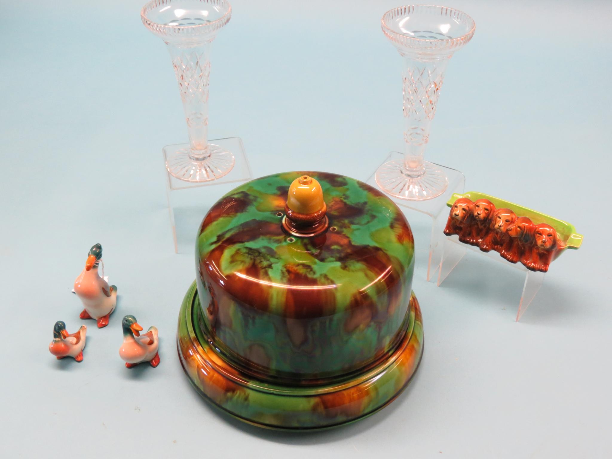 Appraisal: A Victorian majolica cheese dish and cover green and tortoiseshell