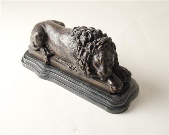 Appraisal: Isidore Jules Bonheur - Recumbent Lion Bronze on onyx base