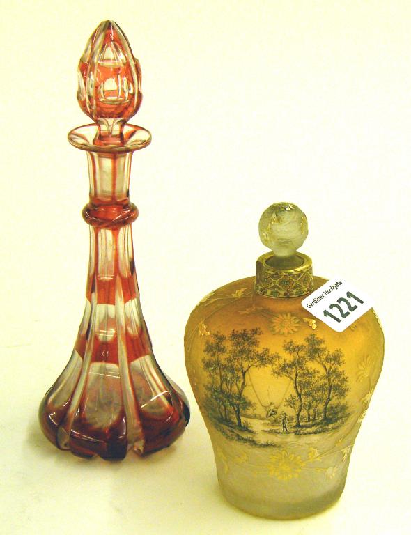 Appraisal: Daum Nancy France cameo overlaid frosted glass perfume bottle and