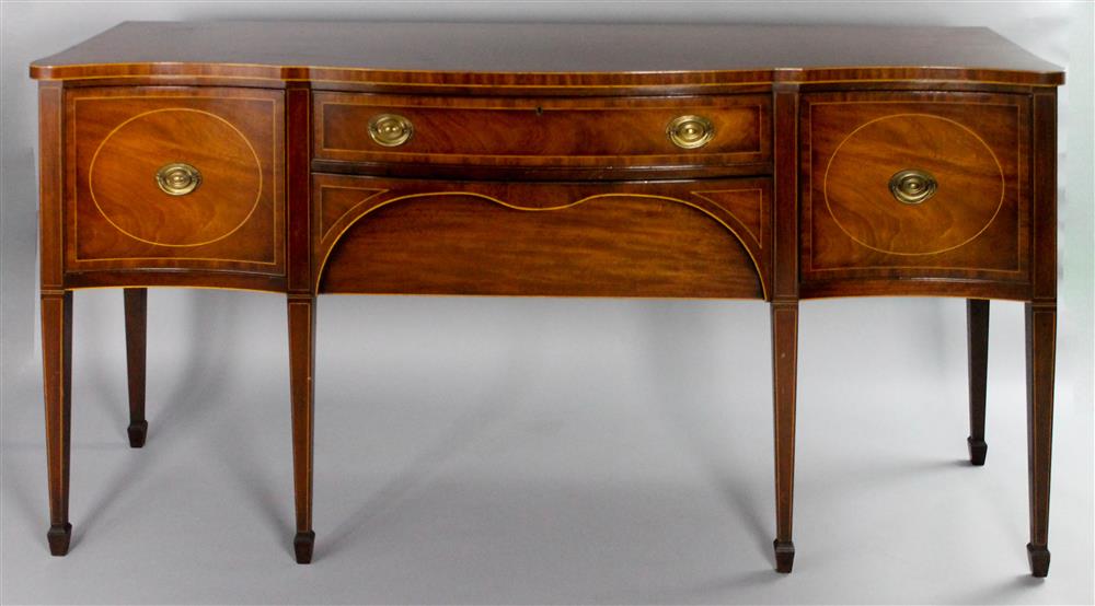 Appraisal: KITTINGER D MAHOGANY SERPENTINE SIDEBOARD serpentine top over a central