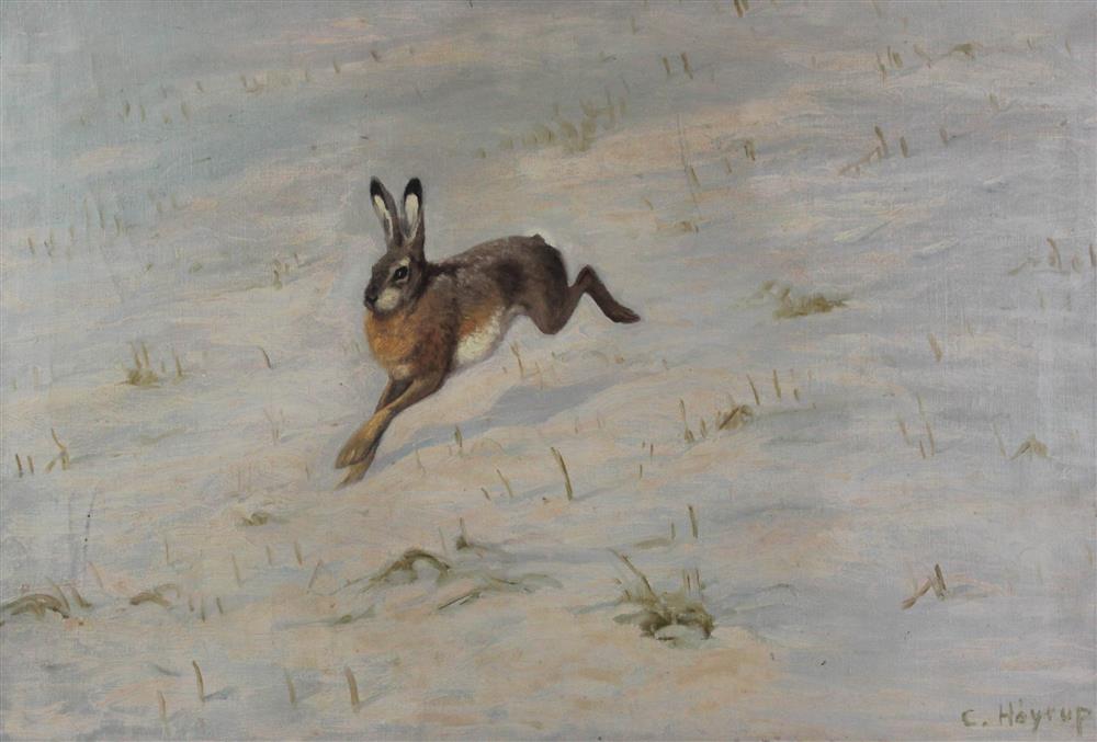 Appraisal: CARL HOYRUP DANISH - RABBIT Oil on canvas x in