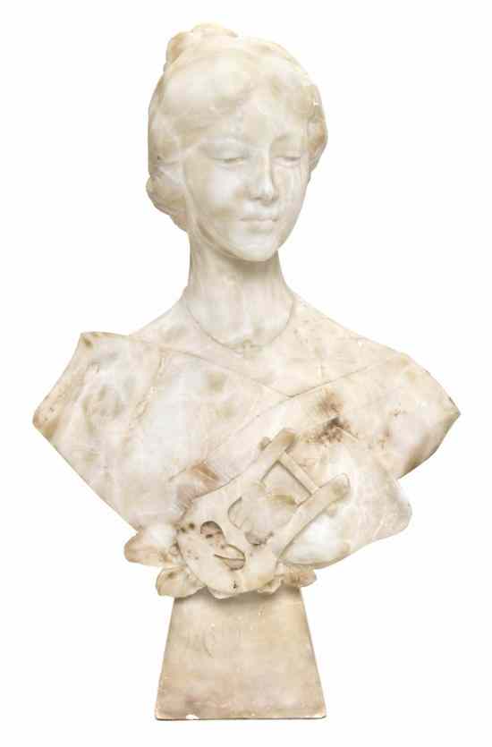 Appraisal: An Italian Alabaster Bust of female form allegorical of Music