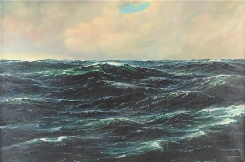 Appraisal: th C seascape oil on canvas signed P Schneider New