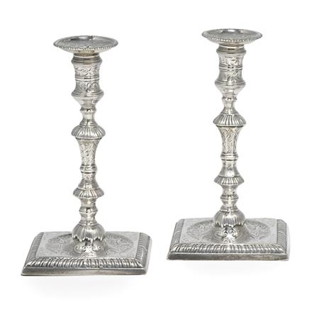 Appraisal: Pair of George II Silver Candlesticks Estimate -