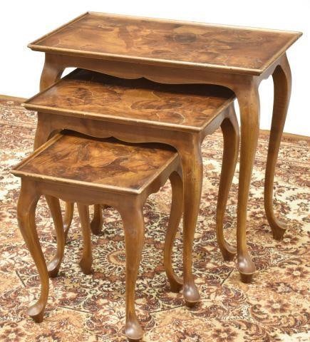 Appraisal: lot of Venetian walnut nesting tables mid th c patchwork