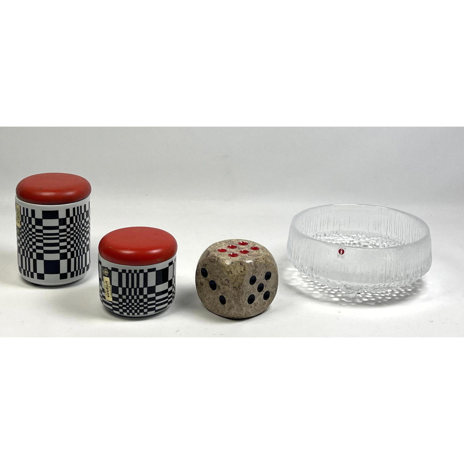 Appraisal: pc Modern Design Items Two band Pottery Lidded Jars with