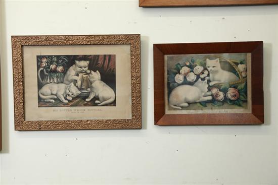 Appraisal: TWO CURRIER AND IVES PRINTS ''My Little White Kitties Taking