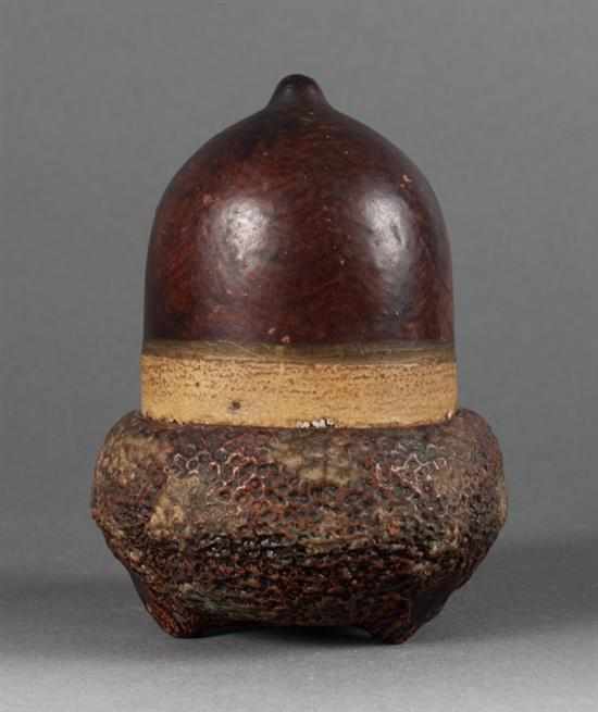 Appraisal: Continental painted terracotta acorn-form inkwell second half- th century in