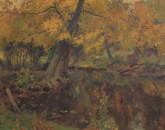 Appraisal: ALTEN MATHIAS JOSEPH American - River in Autumn oil on