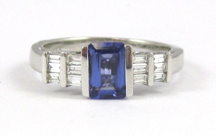 Appraisal: TANZANITE DIAMOND AND WHITE GOLD RING The k white gold