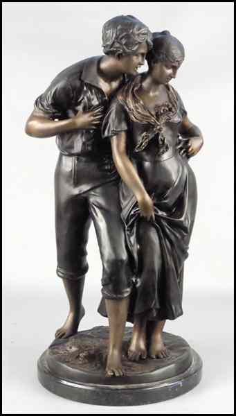 Appraisal: BRONZE MALE AND FEMALE FIGURAL GROUP Raised on a ''