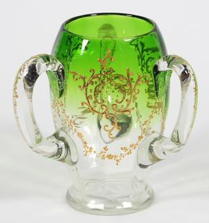 Appraisal: Moser green to clear glass vase Moser green to clear