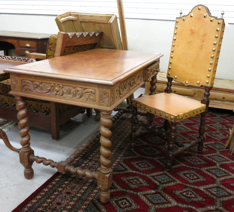 Appraisal: SPANISH COLONIAL STYLE WRITING TABLE AND CHAIR Mexico City mid-