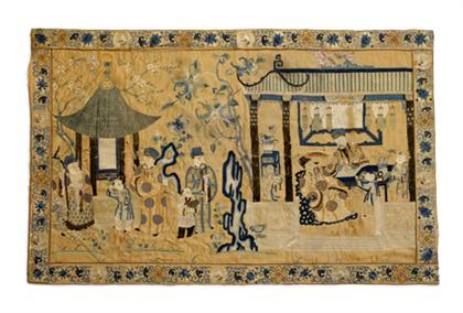 Appraisal: Chinese embroidered silk panel th century The rectangular panel framed