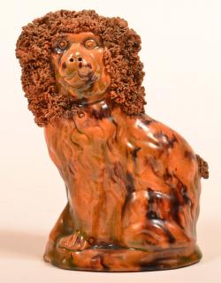 Appraisal: Glazed Redware Pottery Spaniel Still Bank Attributed to George Wagner