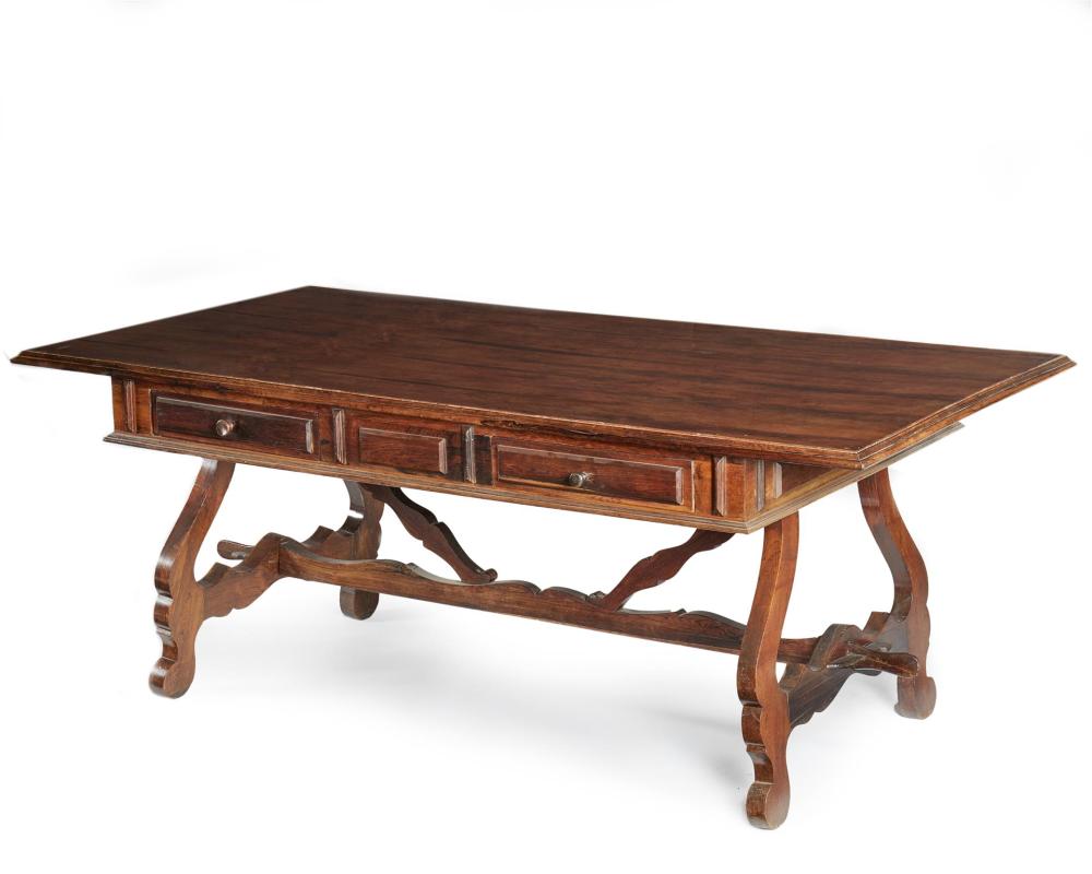 Appraisal: A large Spanish trestle table th Century The large rectangular