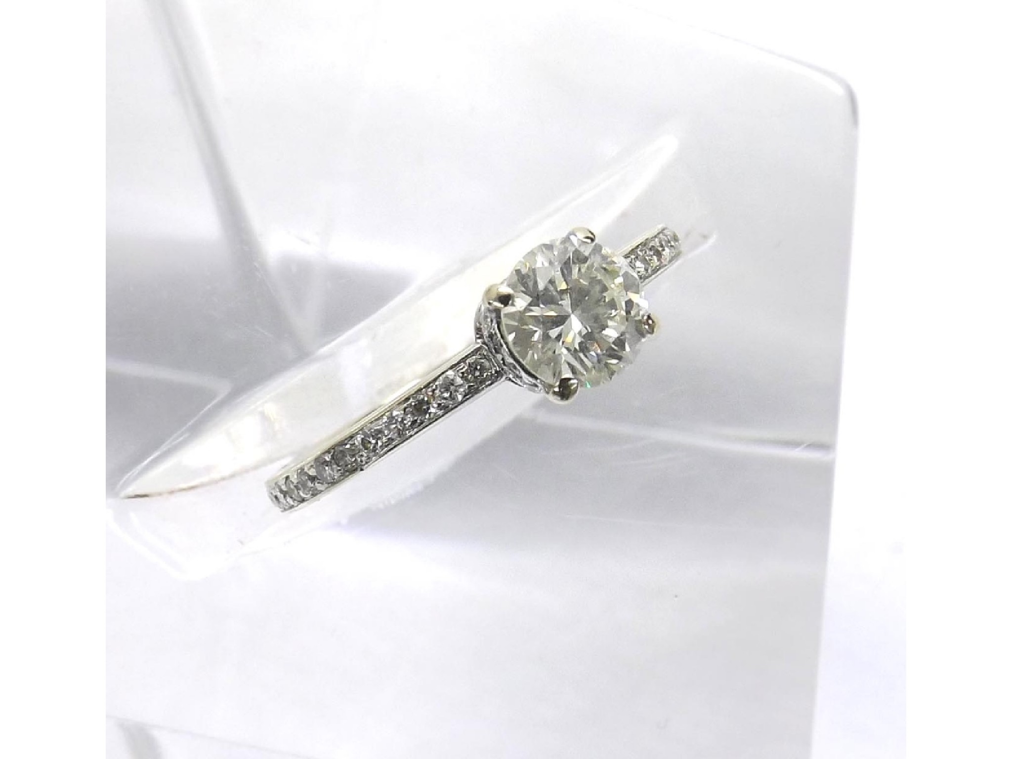 Appraisal: - -A ct white gold solitaire diamond ring with diamond