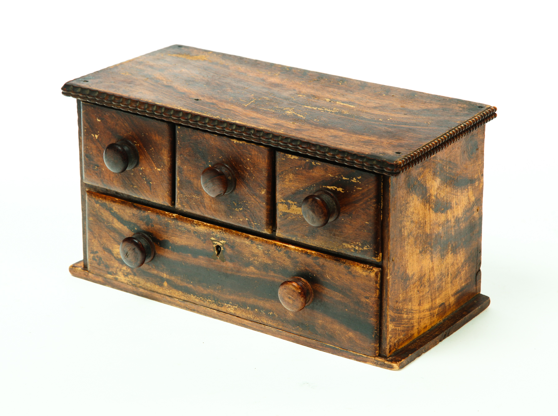 Appraisal: DECORATED CASE OF DRAWERS American nd half- th century poplar