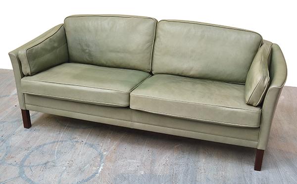 Appraisal: DANISH TWO SEATER SETTEE UPHOLSTERED IN PALE MINT GREEN LEATHER