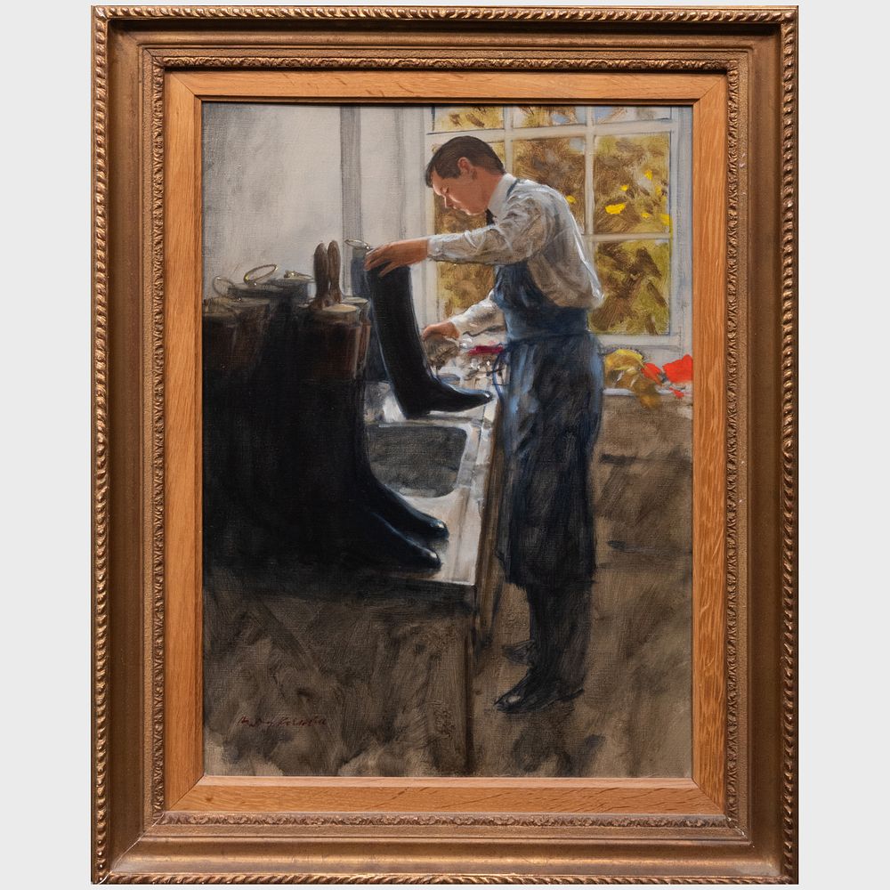 Appraisal: Henry Koehler - Cleaning Boots Oil on canvas signed 'Henry